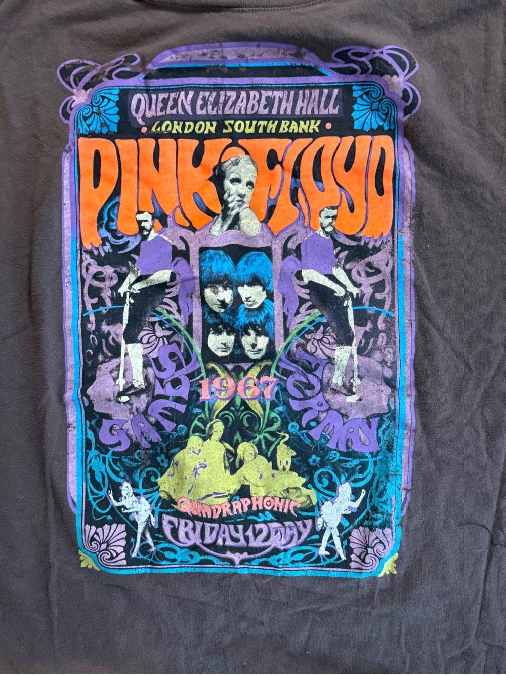 Pink Floyd Black Tee with Vibrant Multicolor Psychedelic Poster Graphic - Picture 3 of 6